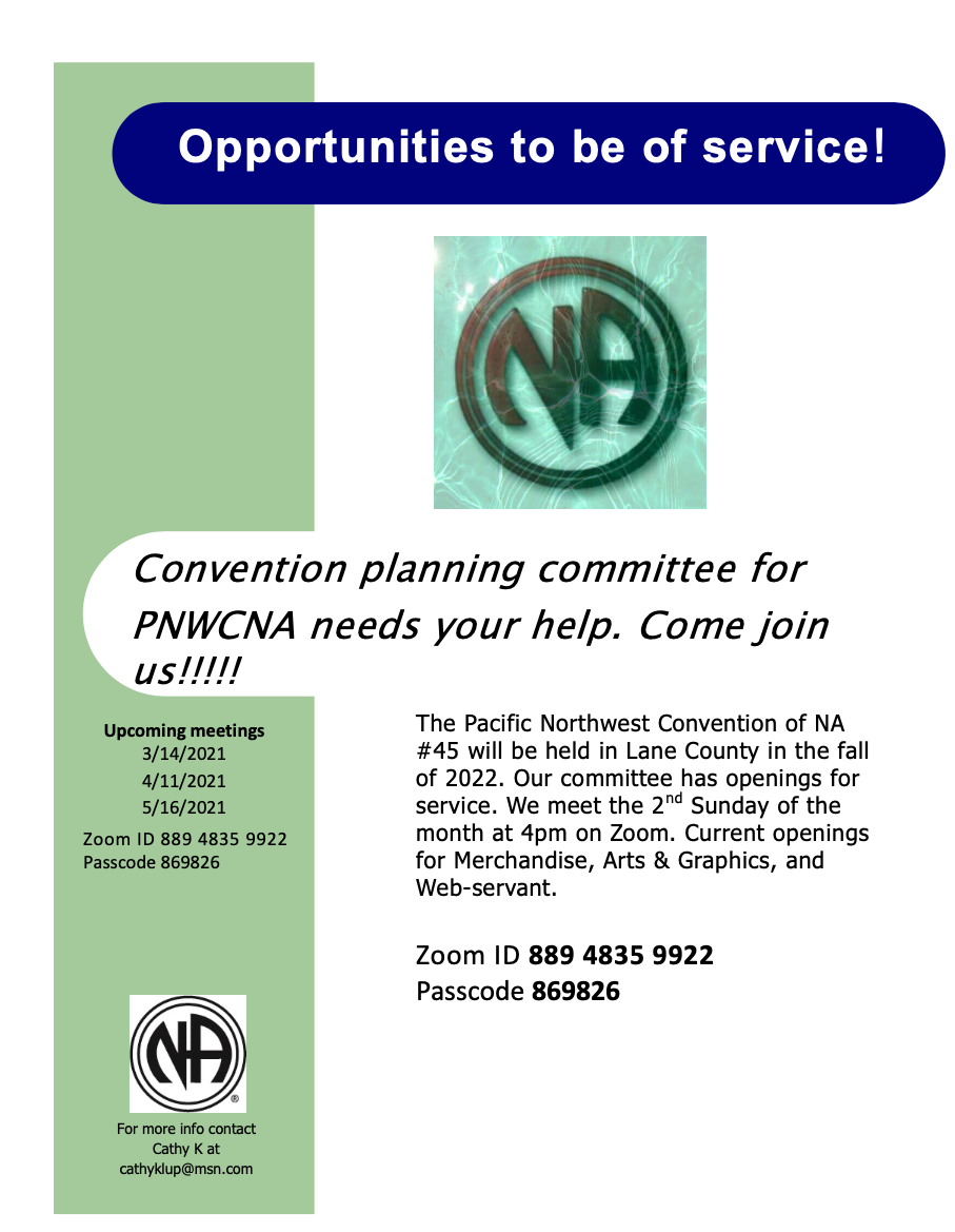 Announcements – Lane County Area Narcotics Anonymous